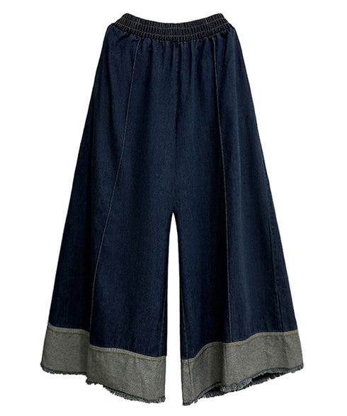Stitch Contrast Color Wide Denim